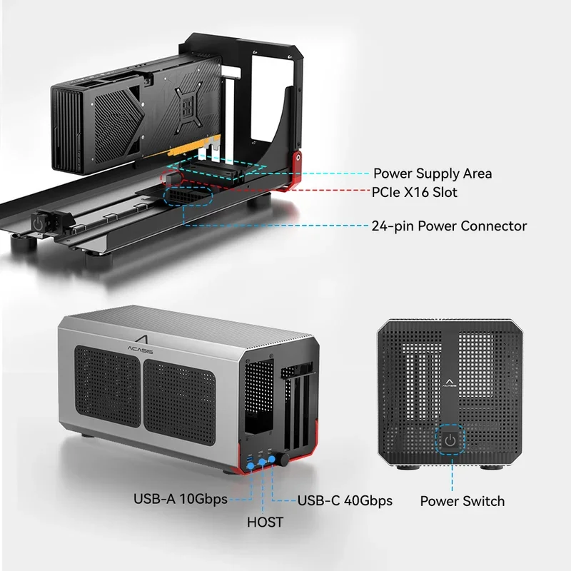 Carcasa eGPU Acasis de 40Gbps  - Thunderbolt 4 External Gpu Enclosure reseña y precio